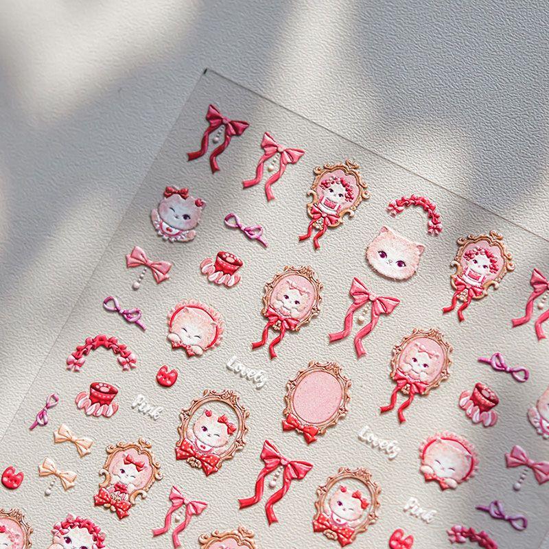 

Photo Frame Kitty Nail Art Sticker Tomoni Embossed 5D Bows Cute Pet Nail Sticker Decorations Photo Frame Cat 3958