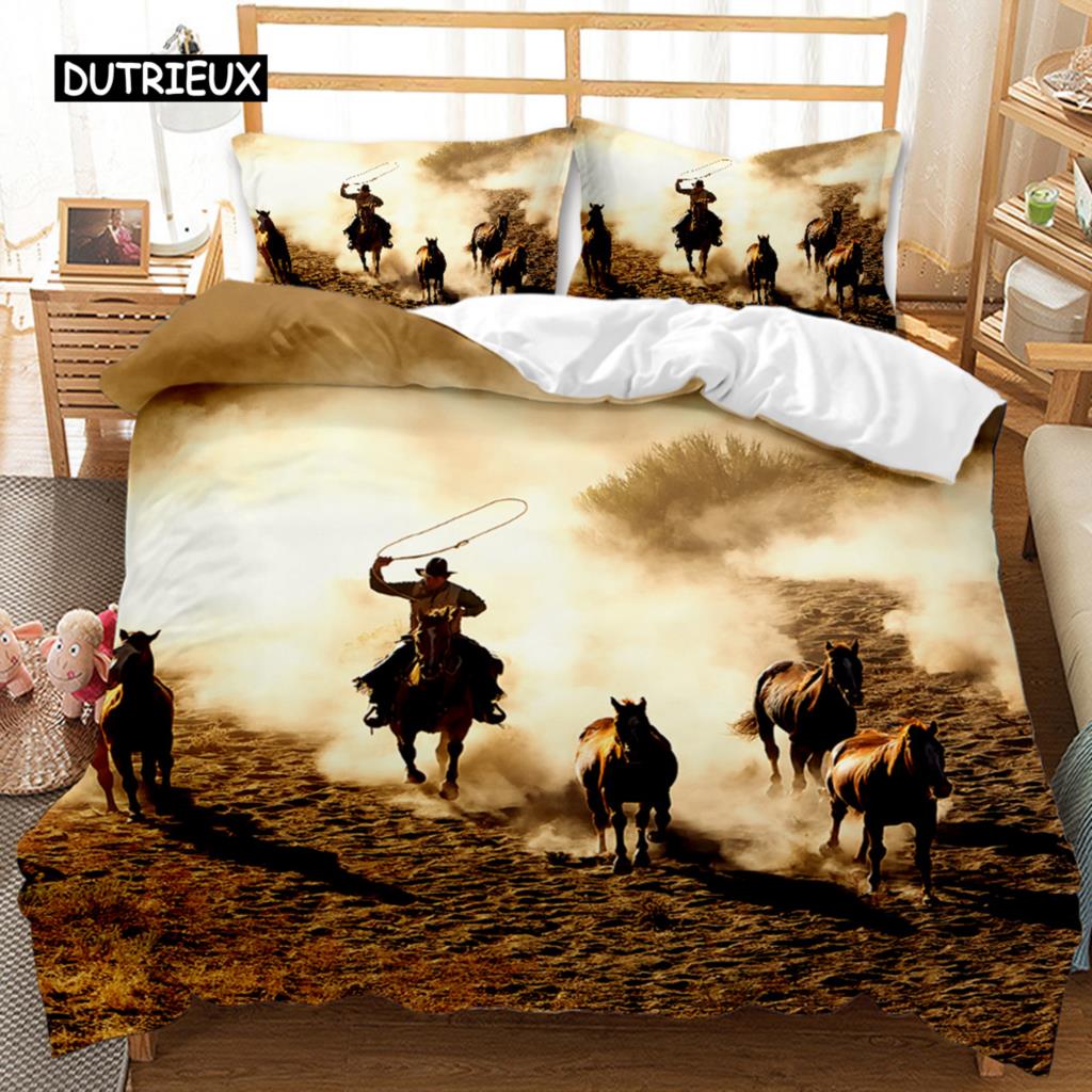 

Пододеяльник Western Cowboy для подростков с тематикой Дикого Запада, ковбойская шляпа и пистолет, двойной двуспальный чехол Queen King Size из полиэстера, стеганое одеяло AU Double(180x210cm)