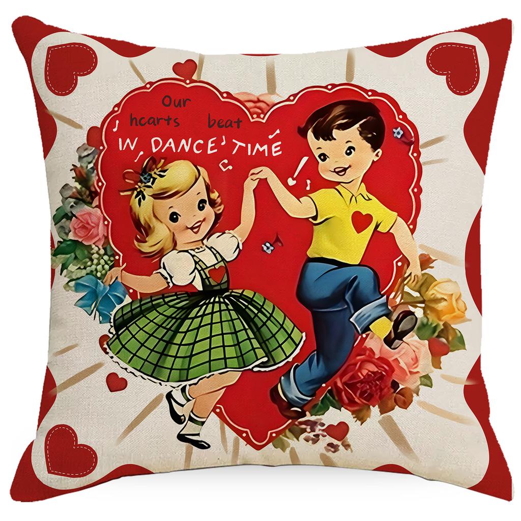 Poduszka na Walentynki Czerwona Poduszka z Nadrukiem Miłości Lniana Poduszka Poduszka Domowa Poszewka na Poduszkę Poszewka na Poduszkę Poszewka na Poduszkę