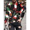 Christmas Muscle Print Tee Men's Clothing Casual Streetwear 3D Printed Top Christma Long Sleeve Oversize O-Neck T-Shirts for Men