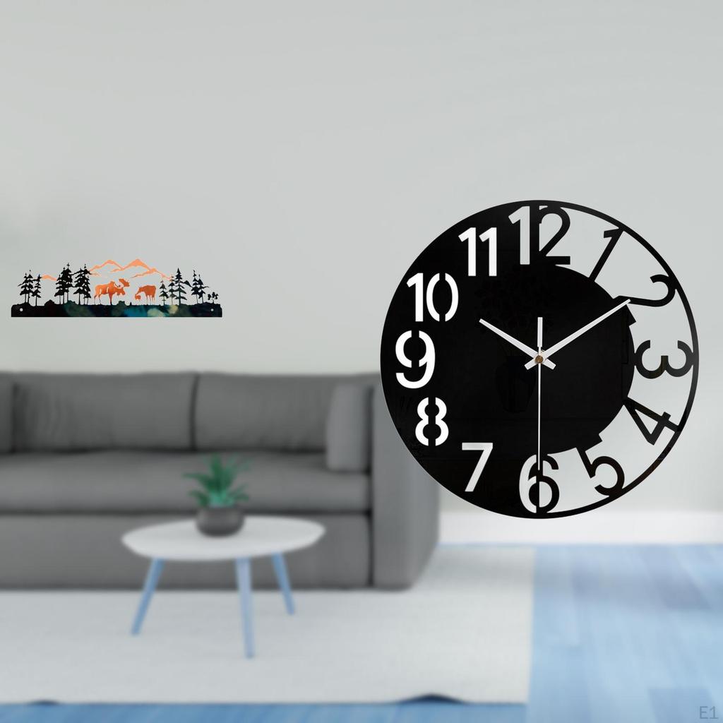 Deer Sculpture Hanging Acrylic Clock Decorative for Garden Fence Outdoor Indoor Porch Hotel Office