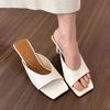 New Style Fashion Summer Women Slipper Square Toe Ladies Mules Sexy High Heel Slippers Female Designer Woman Shoes Zapatos Mujer