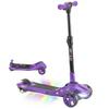 Three-Wheel Foldable Electric Scooter for Kids Aged 6-10 Years, Purple