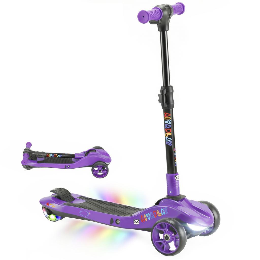 Three-Wheel Foldable Electric Scooter for Kids Aged 6-10 Years, Purple