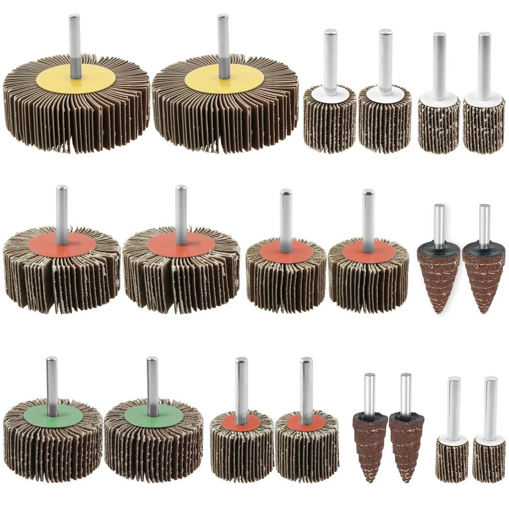 20PCS Sanding Flap Set with 6mm Shank Grinding Wheel Head Sander Abrasive Tools Sandpaper Rust Removal for Dremel Rotary Tools
