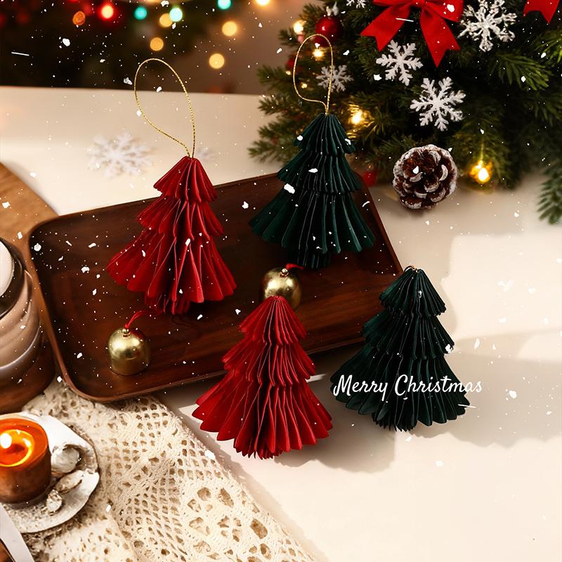 2026 Christmas Tree Hanging Pendant Accessorie 3D Honeycomb New Year Chinese Wedding Pendants Home Decor Paper Lanterns