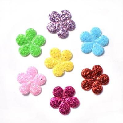 120 Stück gemischte glitzernde Stoffaufnäher, Blumen-Filz-Applikation für Bastelarbeiten/Kleidung, DIY, Scrapbooking, Zubehör