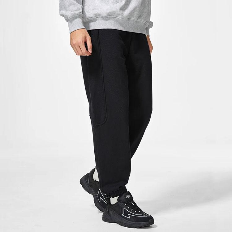 Li-Ning Badfive Autumn Series Solid Color Cuffed Loose Casual Knit Sports Pants Men Bottoms Black AKLS643-2