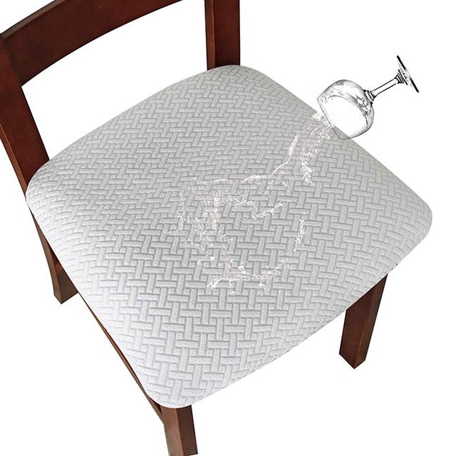 1/2/4/6 Stück wasserdichte Stuhl-Sitzkissenbezüge, Stretch-Jacquard-Stuhlbezug, Schonbezüge für Hotel, Bankett, Esszimmer, Wohnzimmer 1-Pcs weiß