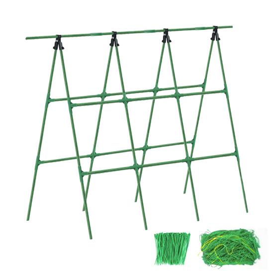Cucumber Trellis for Garden 48 Inch A-Frame Plant Trellis Set with Net And Ties Climbing Vegetable Support Trellis for Cucumbers Tomatoes Grapes