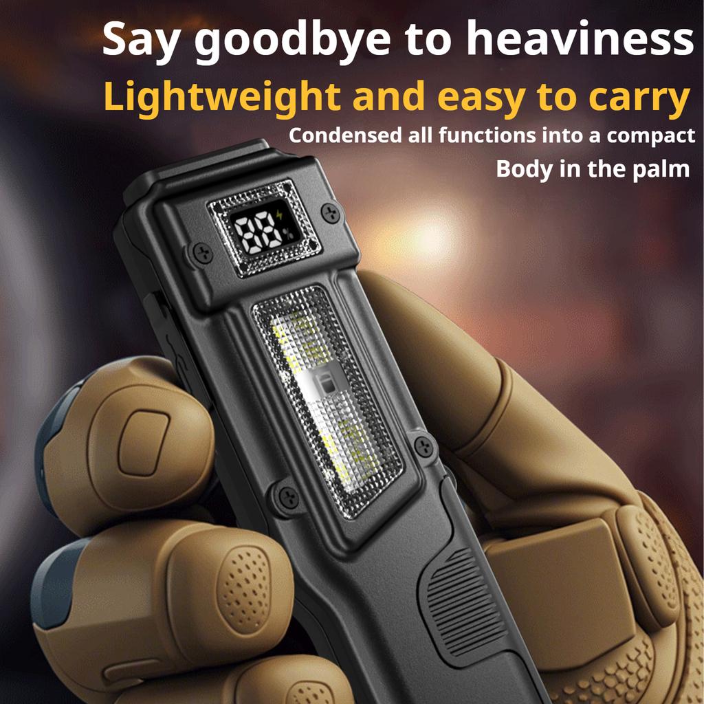 New Portable Flashlight Ultra-thin Rechargeable LED Flashlight Portable Work Light, Cold Resistant, Camping, Patrol, Battery Display