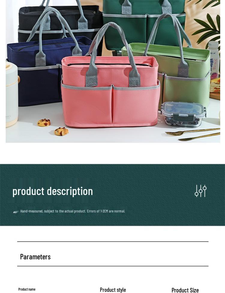 Koreanischer Stil Große Kapazität Isolierte Lunchtasche – Mehrere Taschen und Tragbar für die Arbeit oder den Außenbereich