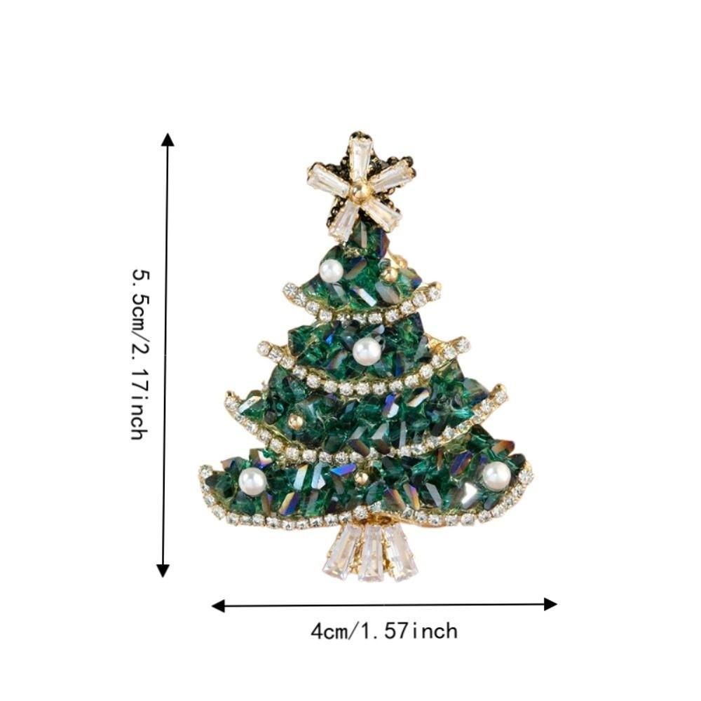 Cute Xmas Tree Lapel Pin Vintage Rhinestone Brooch Daily Christmas Brooch Women