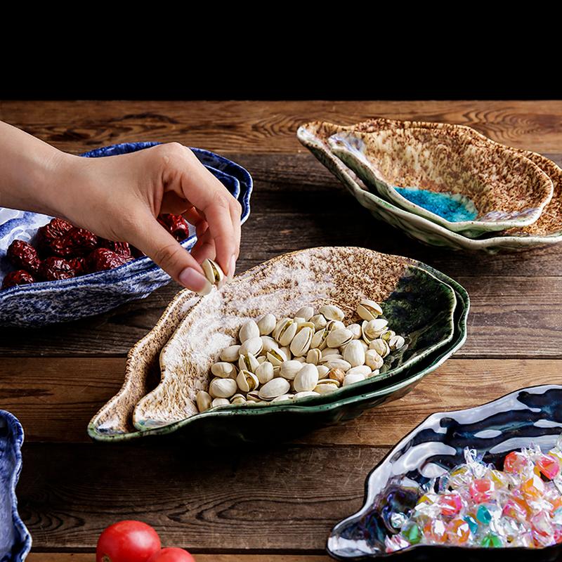 Piatto per ostriche Piatto da cena in ceramica irregolare Ciotola da dessert Piatto da frutta Ciotola da insalata Vassoio per snack Piatto per salse Piatti decorativi Piatti