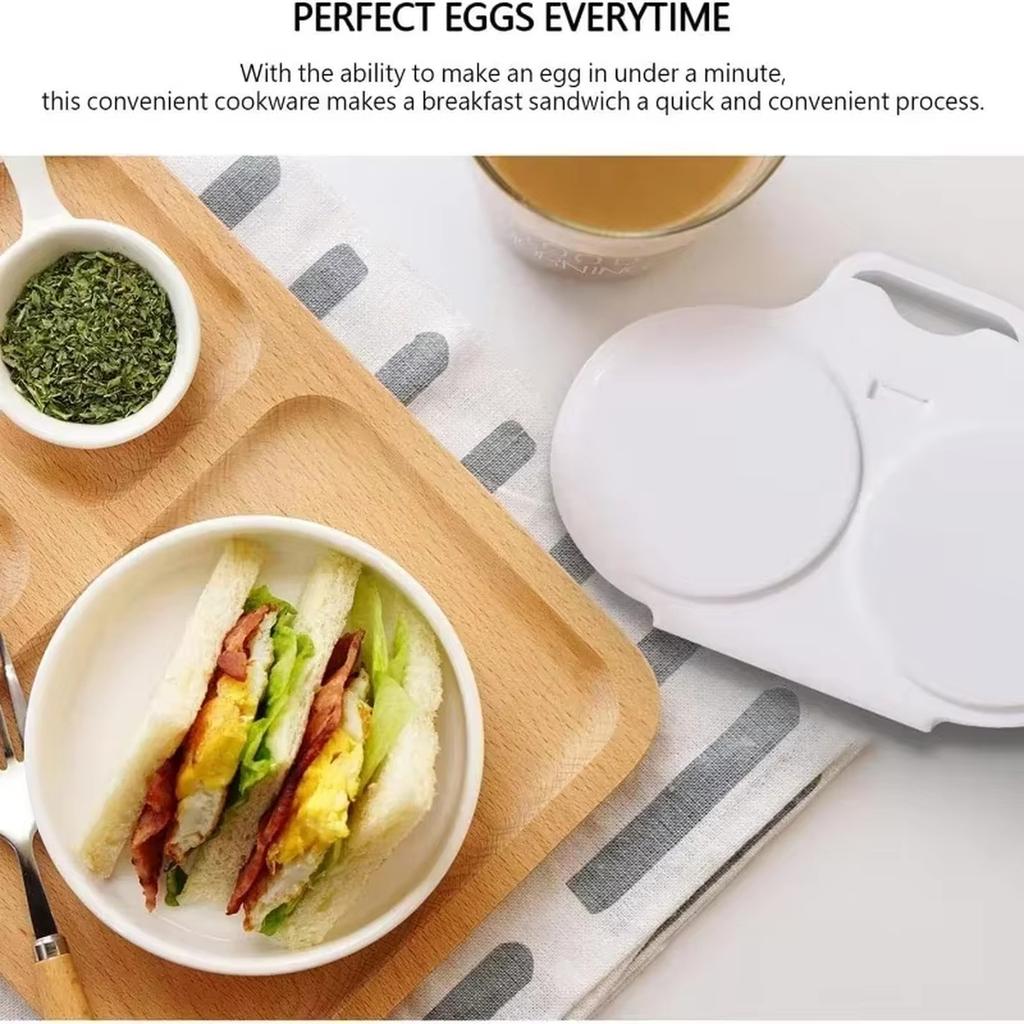 Microwave Egg Steamer Box 2-Cell Plastic Egg Cooker Heat Resistant Easy Clean Creative Kitchen Gadget