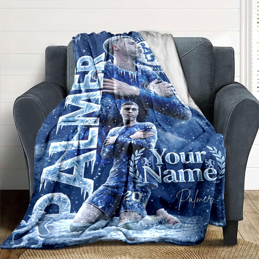 Chelsea Fc Football Player Personalized Text Blanket Gift Personalized Blanket Ultra-Soft Suitable for Bed Chair Living Room Bedding All-Season Use