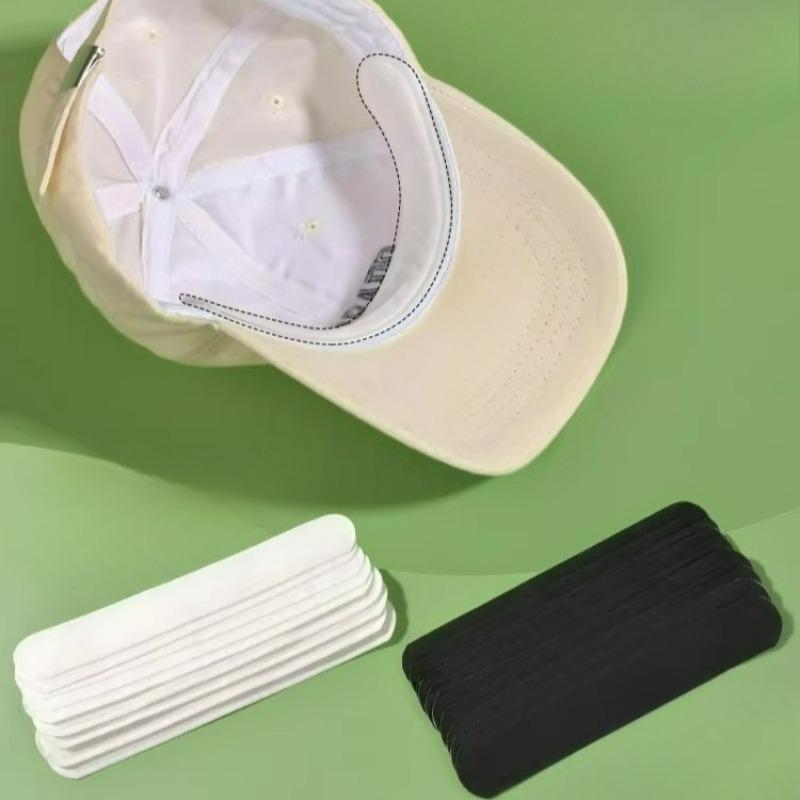 100pcs Soft Disposable Hat Sweat Pad Adjustable Absorbent Hat Liner for Baseball Caps Shirts Collar Protector Hiking Accessories