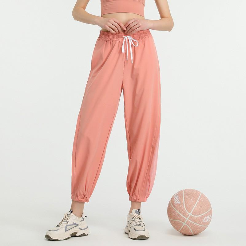High-Waisted Wide-Leg Quick-Dry Yoga Pants Women Breathable Running Joggers With Mesh Detail
