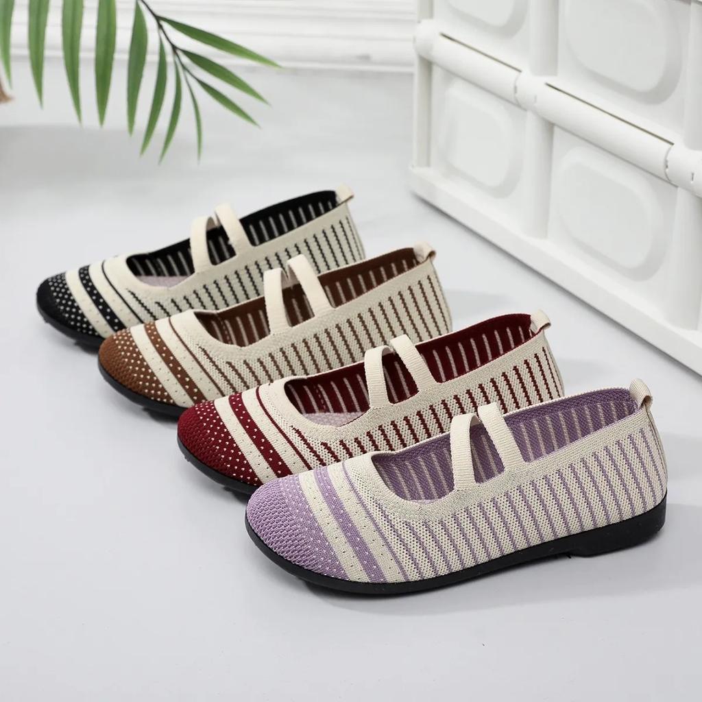 Dames klassieke lichtgewicht zwarte mesh ademende lente zomer platte schoenen dames retro antislip platte schoenen ab350