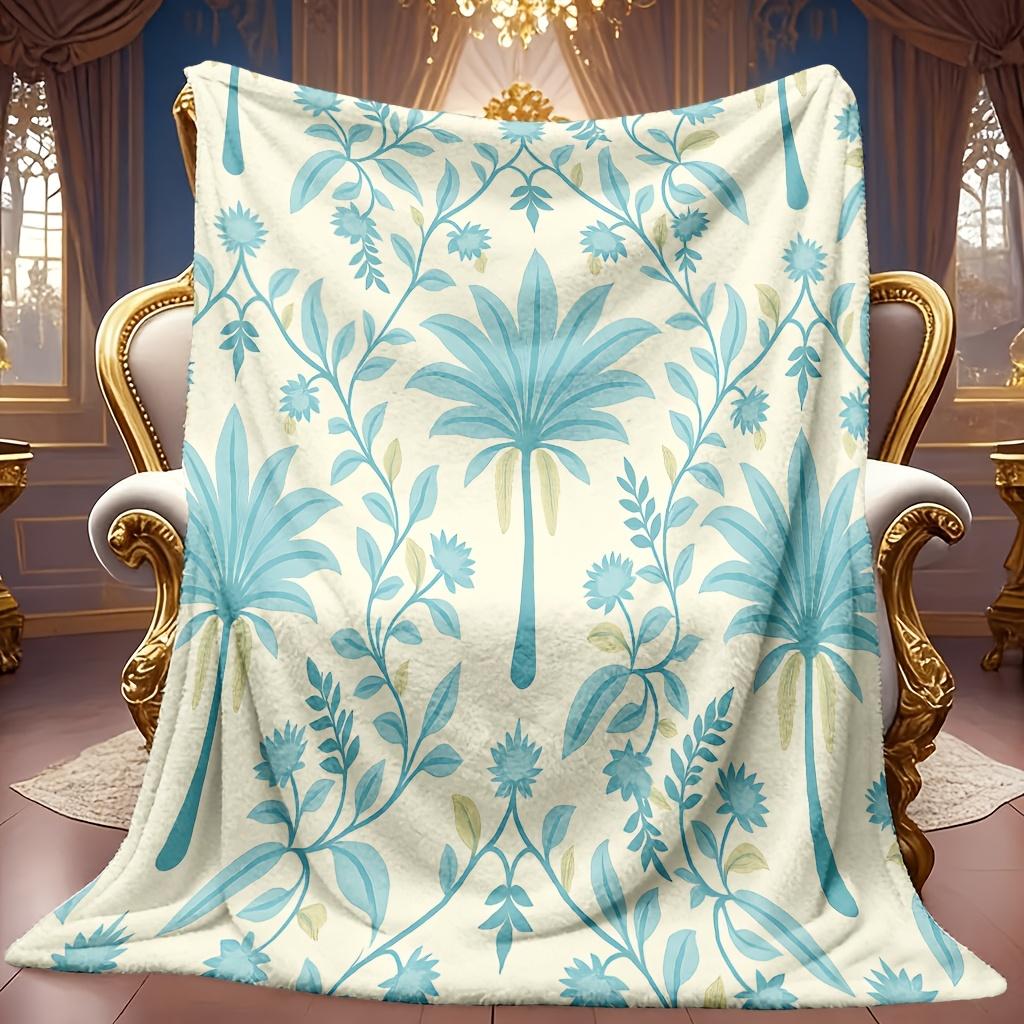 Tropical Plant Pattern Flannel Blanket Soft High-Definition Digital Print Cooling Blanket All-Season, Family and Friends Gift Soft, Breathable 100% Po