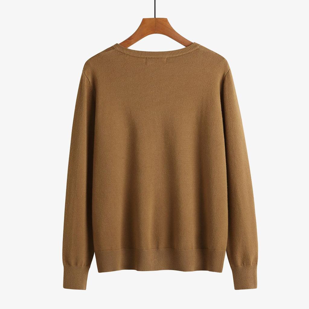 Plus Size Women's Bear Embroidery Knit Cardigan - Autumn/Winter 2026 Round Neck Thick Sweater Coat (220 Jin)