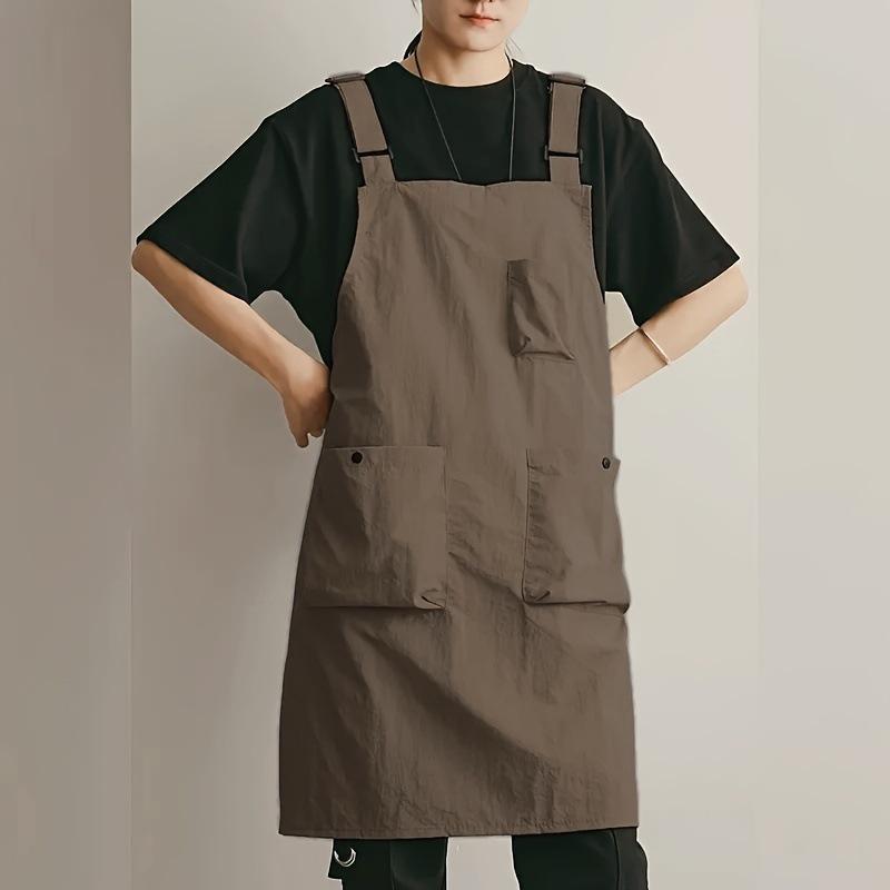 New Taslan Water-Repellent Bib Apron for Men & Women, Perfect for Home, Kitchen, or Coffee Shop.
