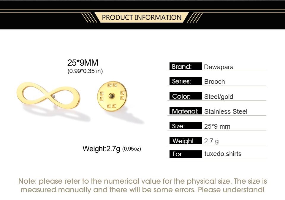 Dawapara Classic Infinity Symbol Brooch Endless Love and Friendship Lapel Pin Stainless Steel Accessories