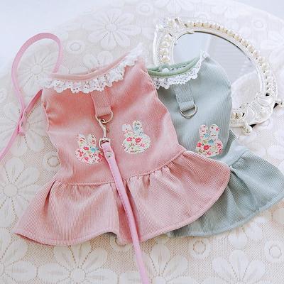 Kaninchen Blumen Hundegeschirr Kleider Spitze Haustier Weste Mantel mit Tutu Rock Rosa Grün Sommer Frühling Neues Katzen Outfit Bekleidung Chihuahua