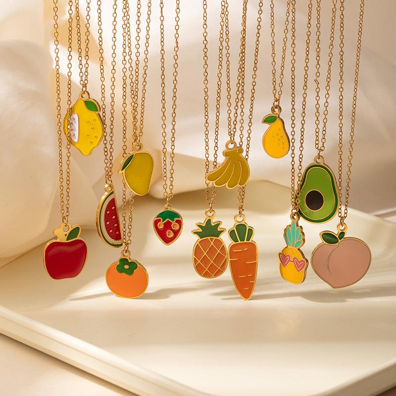 Cross-Border Fruit Necklace: Strawberry & Pineapple Pendant - Simple Women's Clavicle Chain
