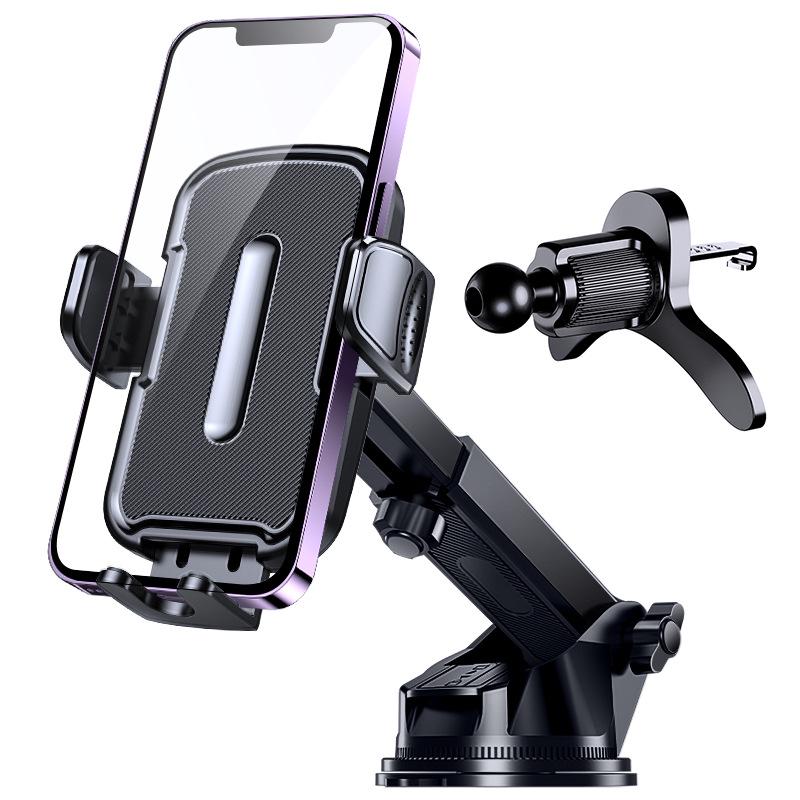 Adjustable Anti-Shake Car Phone Holder with Vent and Suction Mount