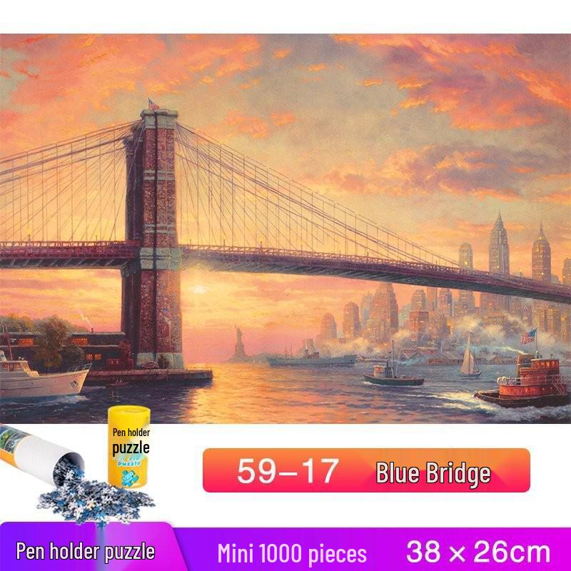 Dospělý držák na tužky 1000dílné mini krajinné puzzle hračka - Vzdělávací a zábavná