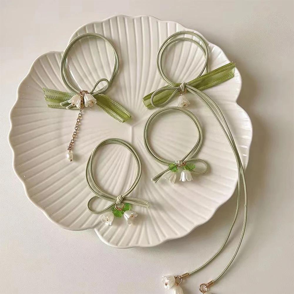 Fashion Convallaria Hair Ties Bell Orchid Flower Head Rope for Women Girls Rubber Band High Elasticity Durable Hair Scrunchies