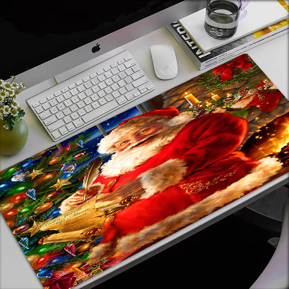Christmas Santa Claus Theme Mouse Pad, Non Slip Rubber Base, Multifunctional Office & Home Decor, Perfect for Workspace Personalization.