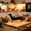 Creative Holiday Countdown 24?Day Christmas Dachshund Decor, Metal Silhouette Advent Calendar Ornament, Lover Gifts Funny Tabletop Decoration