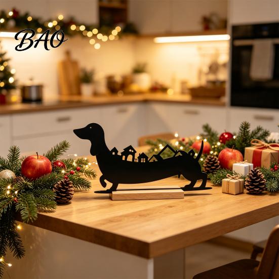 Creative Holiday Countdown 24?Day Christmas Dachshund Decor, Metal Silhouette Advent Calendar Ornament, Lover Gifts Funny Tabletop Decoration