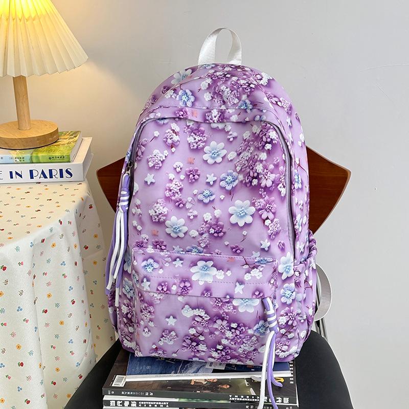 New versatile floral burden reduction junior high school students backpack college students large capacity fresh print cute backpack