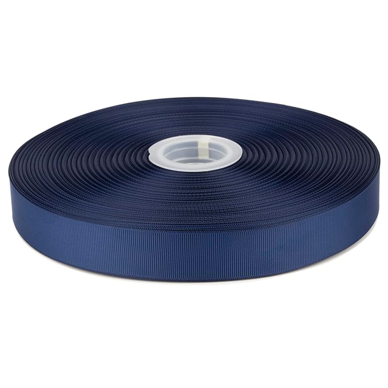 

[Tekdeere]Width 25mm solid navy grosgrain ribbon, perfect for gift wrapping, sewing, hair accessories, wedding decorations - 91m/roll