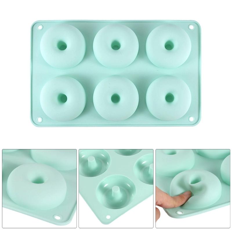 6 Cavity Dessert Cake Silicone Molds Doughnuts Baking Pans NonStick Heat Resistant Kitchen Baking Biscuits Molds Easy To Clean