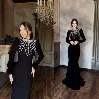 Chic Socialite Rhinestone Feather Cuff Bandage Dress