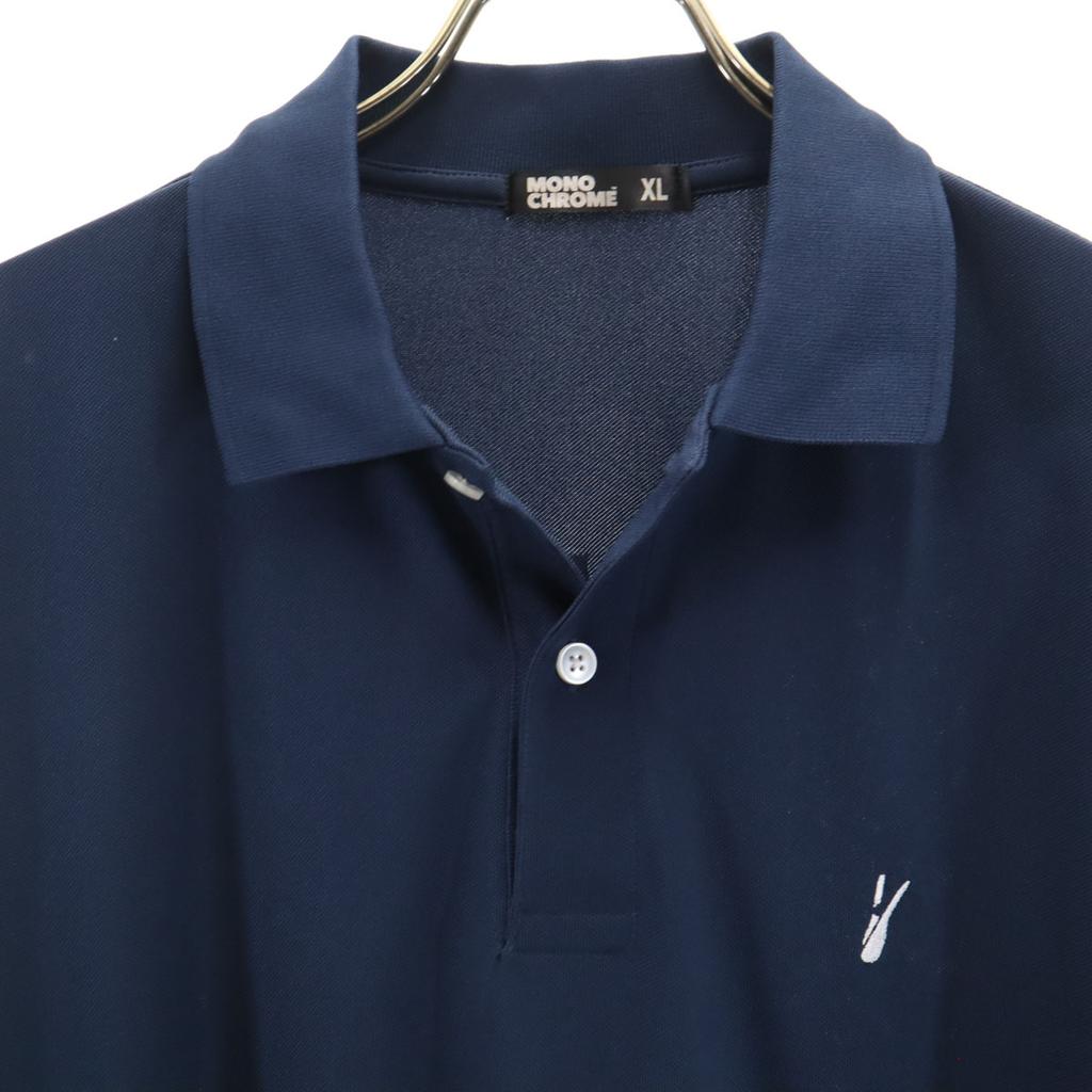 MONOCROM Back print Short sleeve Polo shirt XL Navy Men's Used