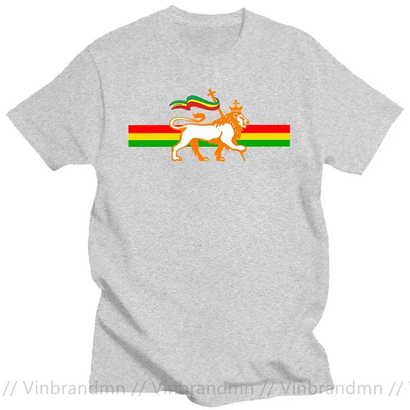 Novelty Red Yellow Green Stripes Rasta Lion Of Judah T Shirt Unisex Rastafarian Reggae Ethiopian Lion Flag Tshirt Jamaica Clothing