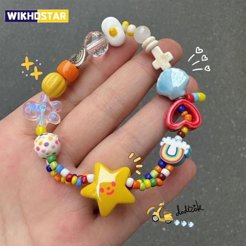 Handmade Elastic Rope Beaded Bracelet Wristband Star Stretch Bracelet Jewelry Fashion Accessory for Women Girls