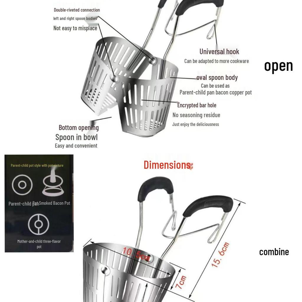 304 Stainless Steel Noodle Skimmer Ladle - Large Strainer for Mala Tang and Soup
