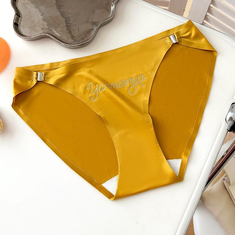 Satin nahtlose Low-Waist Hohl-Unterwäsche mit abnehmbarer Ring-Schnalle