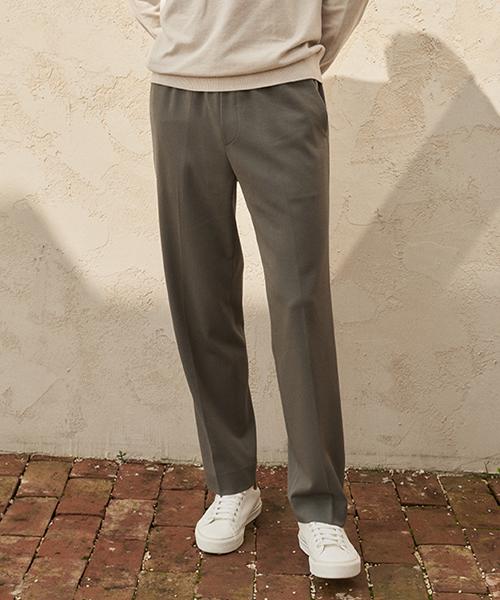 210EDIT Men'S Comfy Semi-Wide Elastic Waist Slacks_Zc3Pt171_Khk