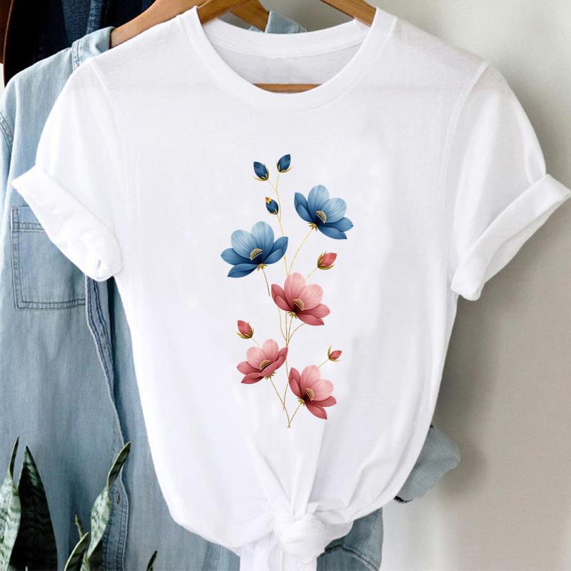 (Asian Size) Short Sleeve T-shirts Casual sweet trend Clothing Printed Female Top T Shirt o-neck Lady Fashion Women Graphic Tee