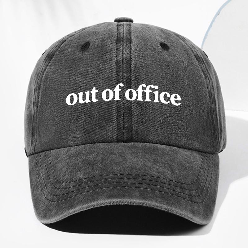 Same Style Out of Offi Letter Printed Washed Retro Baseball Cap for Men and Women, Fashionable Sunshade Outdoor Hat чёрный
