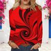 Women Plus Size Round Neck Long Sleeve Abstract Swirl Print Pullover Sweatshirt