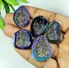 25-30MM Rainbow Titanium Aura Agate Druzy Fancy Loose Gemstone 5Pcs Lot SY-113