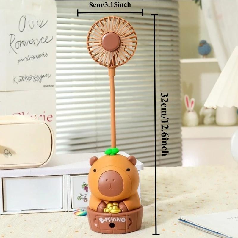 Kawaii Capybara Charging Fan  Pencil Sharpener Folding Soft Cute Cartoon USB Desktop Fan Children's Holiday Gift School Supplies